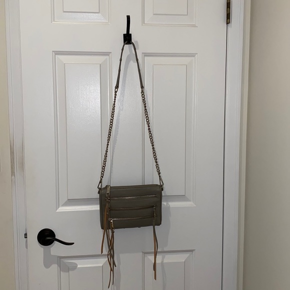 Rebecca Minkoff 5 zip cross body purse, grey, gently used - Picture 2 of 8